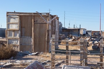 Neubaugebiet von Migrantenfamilien in der Wüste am Stadtrand von Ciudad Juarez.