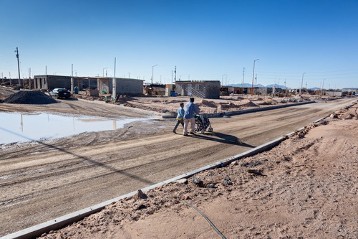 Neubaugebiet für Migrantenfamilien in der Wüste am Stadtrand von Ciudad Juarez.